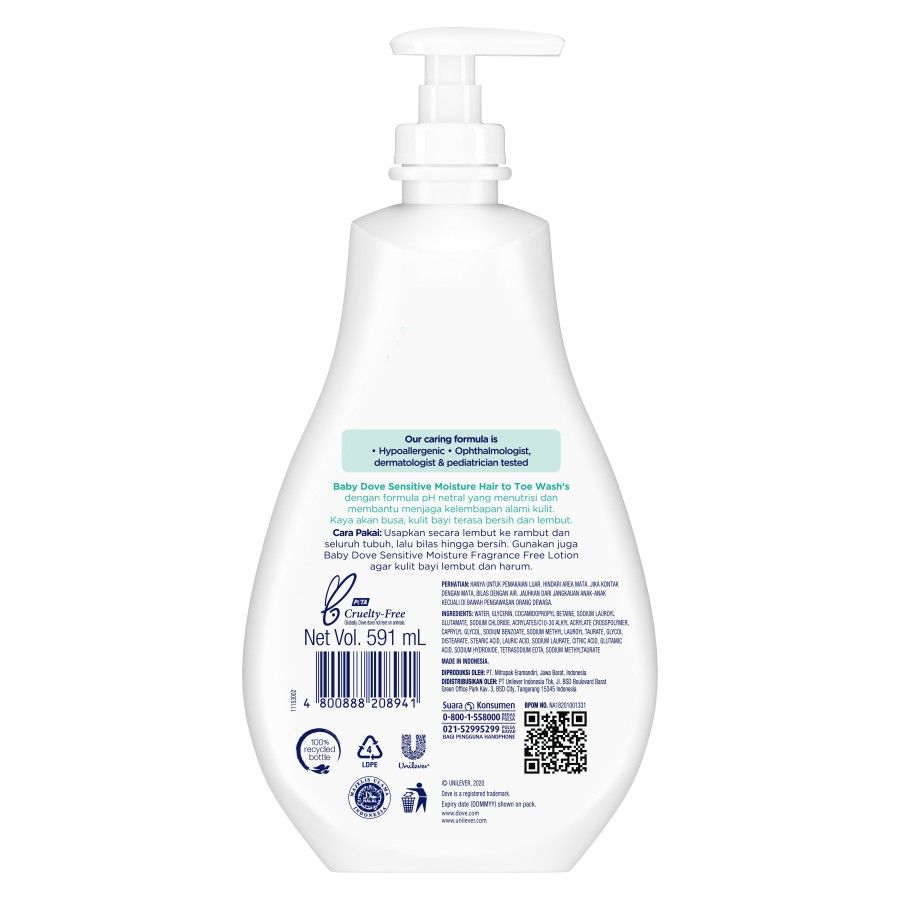 Baby Dove Hair to Toe Wash Sensitive Moisture 591ml - 3