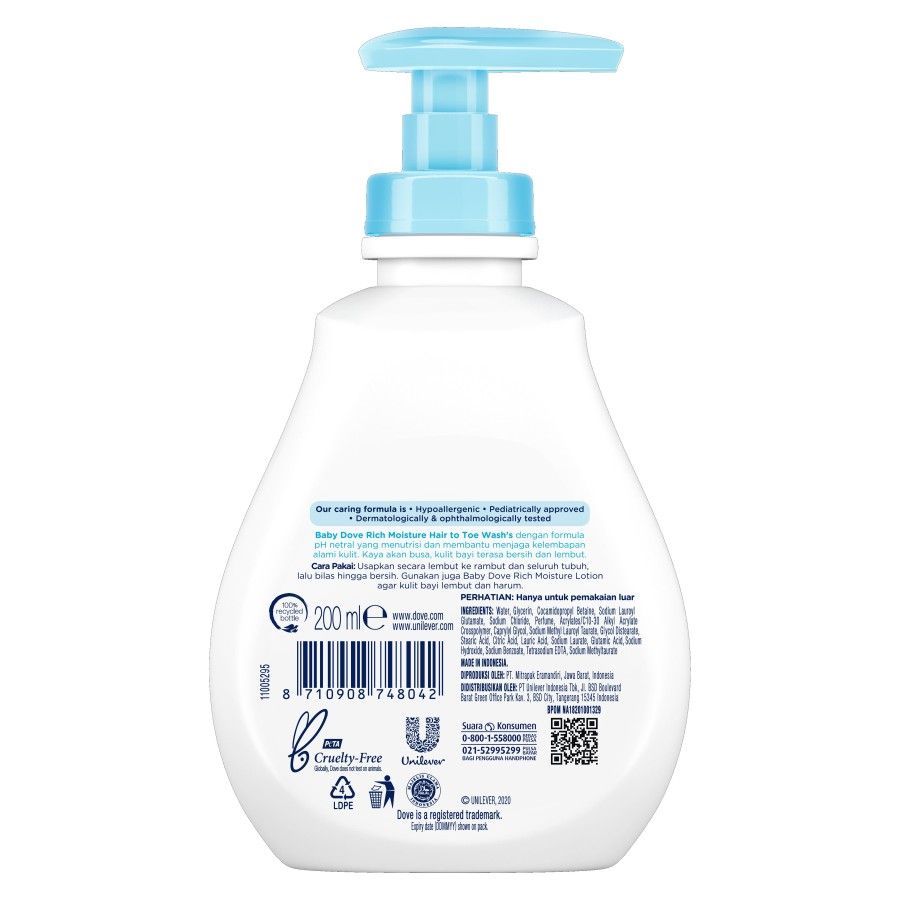 Baby Dove Hair to Toe Wash Rich Moisture 200ml - 3