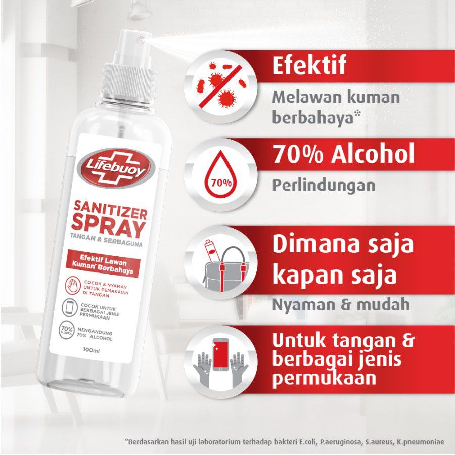 Lifebuoy Hand Sanitizer Spray Tangan Dan Serbaguna 100 Ml - 3