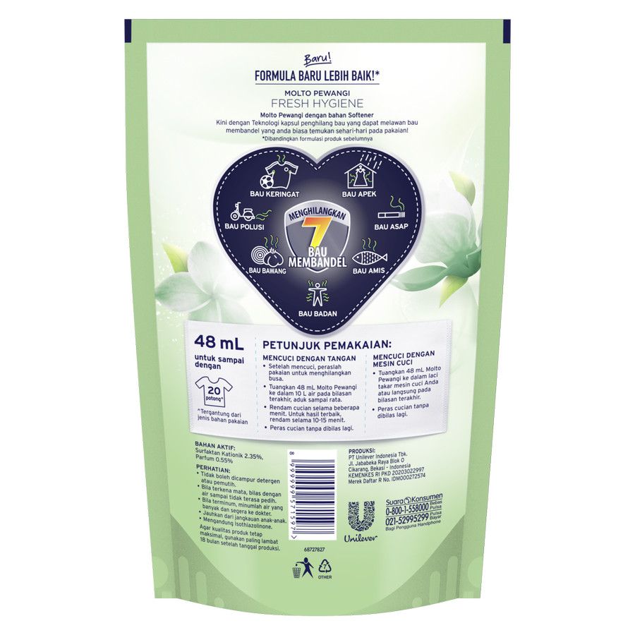 Molto Pewangi Pakaian Fresh Hygiene 780Ml - 3