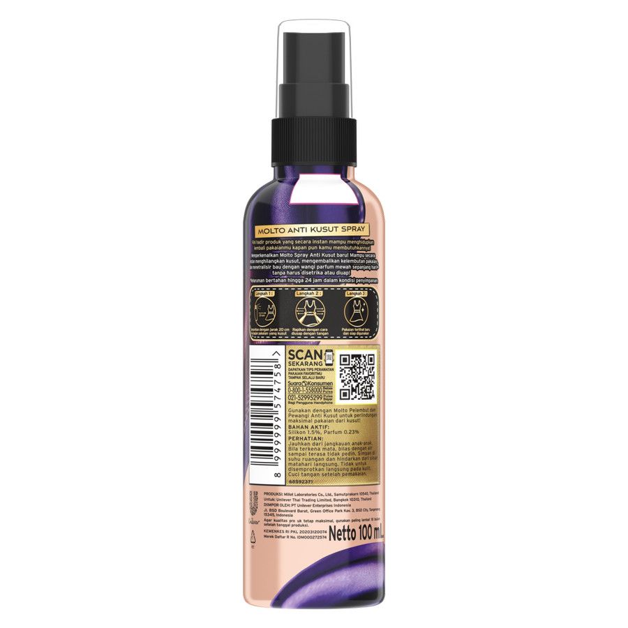 Molto Anti Kusut Spray Instan Pewangi Pakaian Velvet Bloom 100Ml - 3