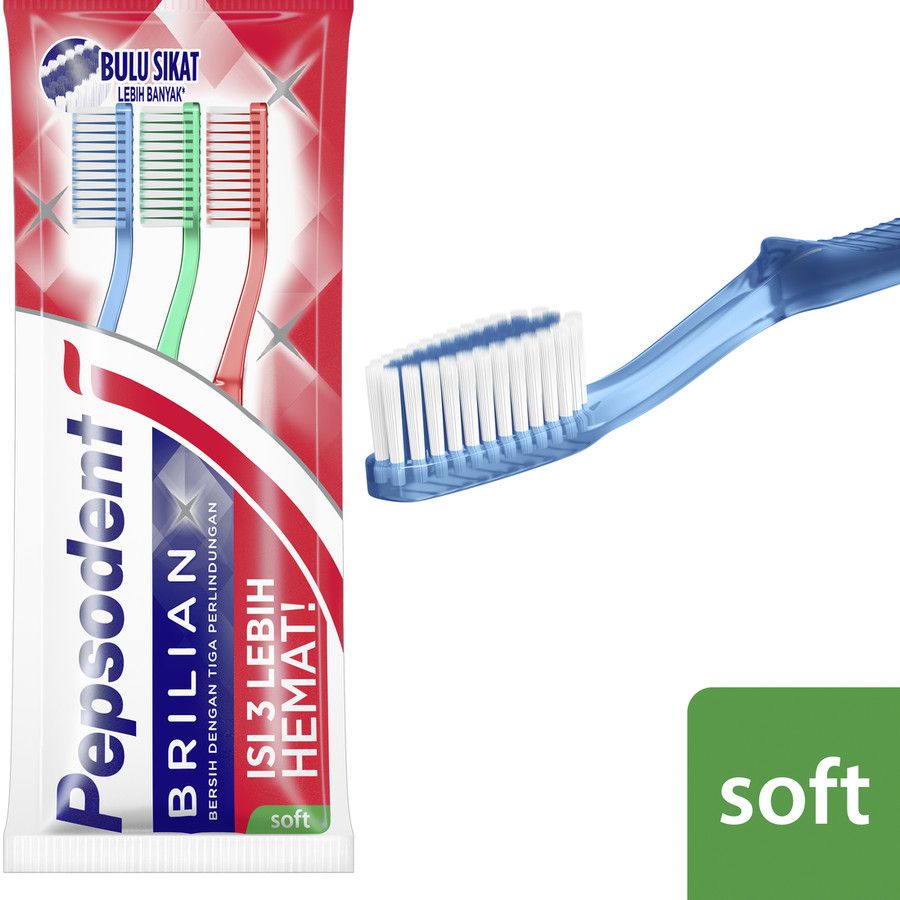 PEPSODENT SIKAT GIGI BRILIAN SIKAT GIGI LEMBUT ISI 3 - 1