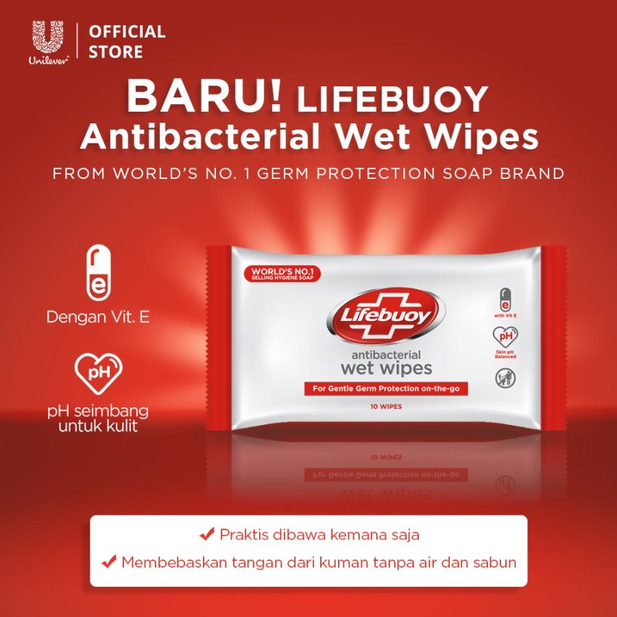 Lifebuoy Wet Wipes Anti Bacterial Tisu Basah Anti Bakteri 10 lembar - 4