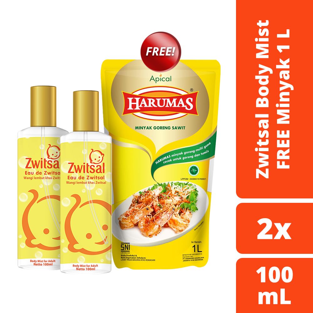 Zwitsal Eau De Toilette 100Ml Isi 2 Free Minyak 1L - 1