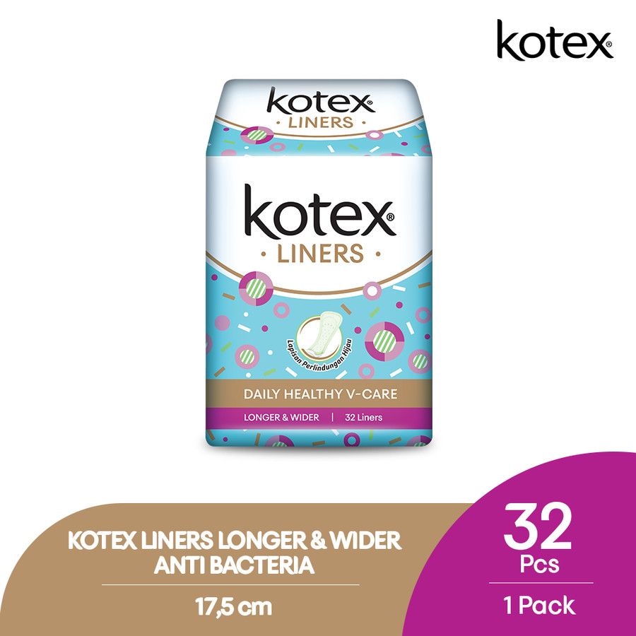 Kotex Liners Longer & Wider Anti Bacteria 32s - 1