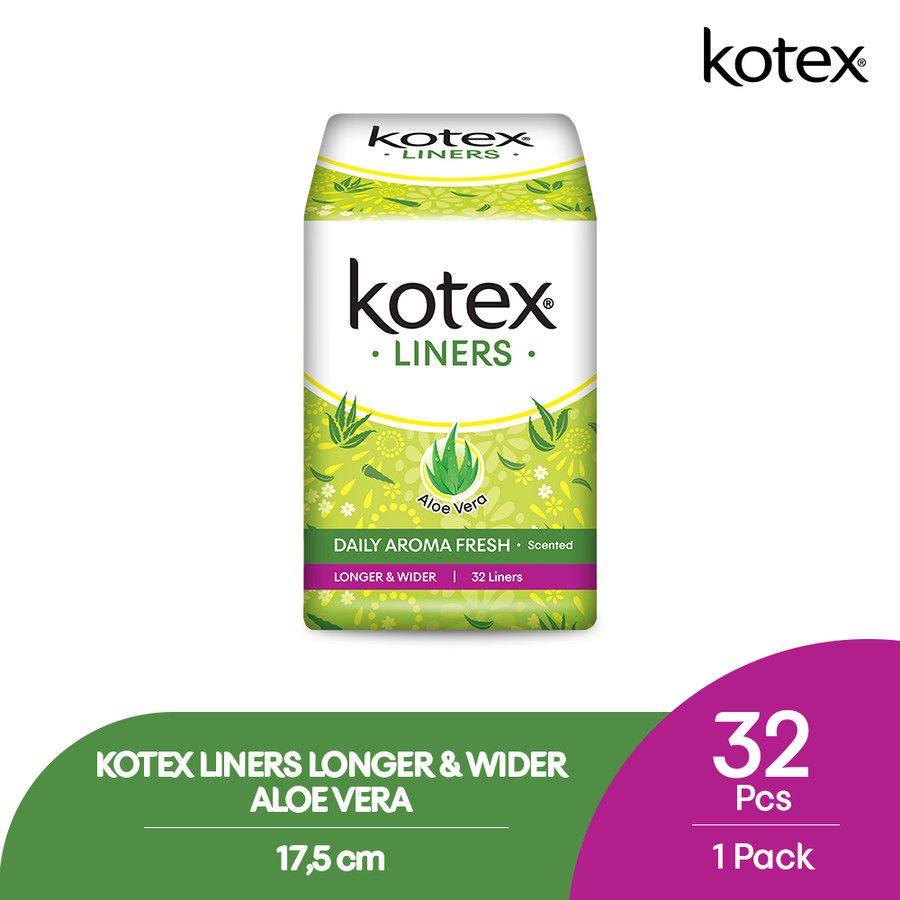 Kotex Liners Longer & Wider Aloe Vera 32s - 1