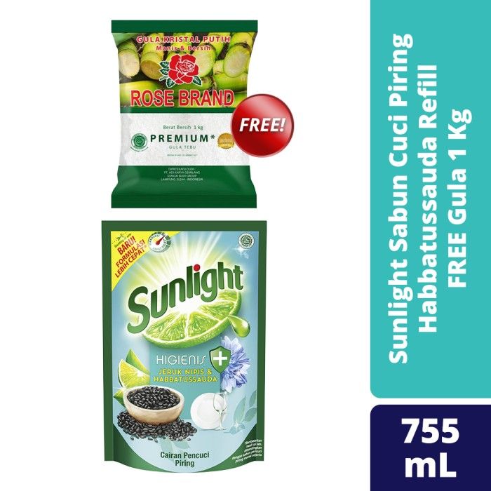 Sunlight Habbatussauda Refill 755Ml Free Gula 1kg - 1