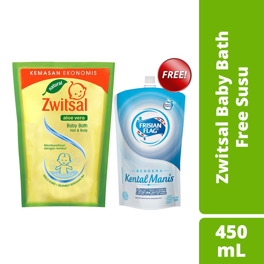 Zwitsal Baby Bath 2 In 1 Aloe Vera 450Ml Free SKM - 1