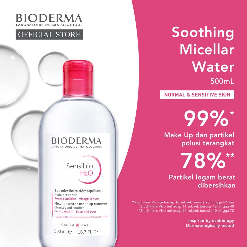 Bioderma Sensibio H2O 500 ml - Micellar Water untuk Semua Jenis Kulit / Kulit Sensitif - 1