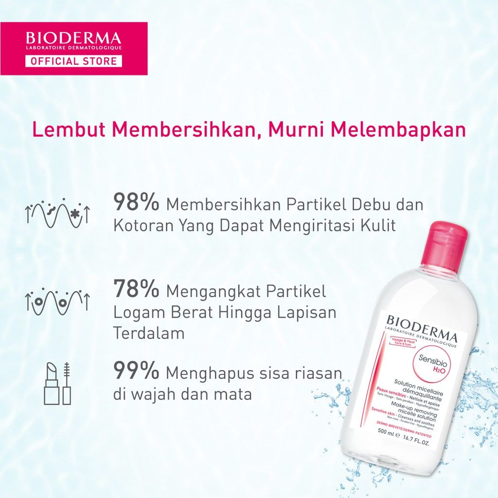 Bioderma Sensibio H2O 500 ml - Micellar Water untuk Semua Jenis Kulit / Kulit Sensitif - 4