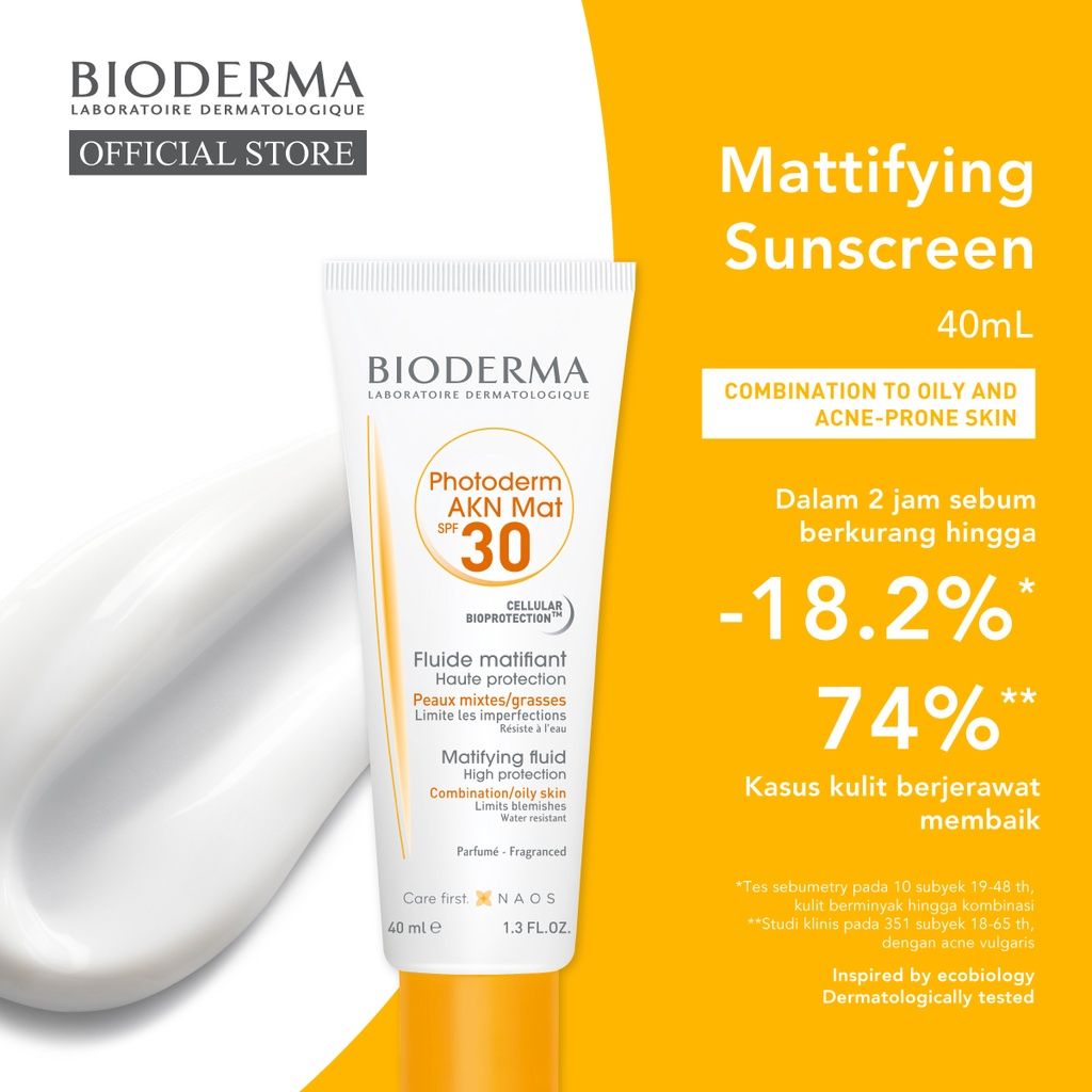 Bioderma Photoderm AKN Mat SPF 30 40 ml - Sunscreen untuk Kulit Kombinasi / Berminyak / Berjerawat - 1