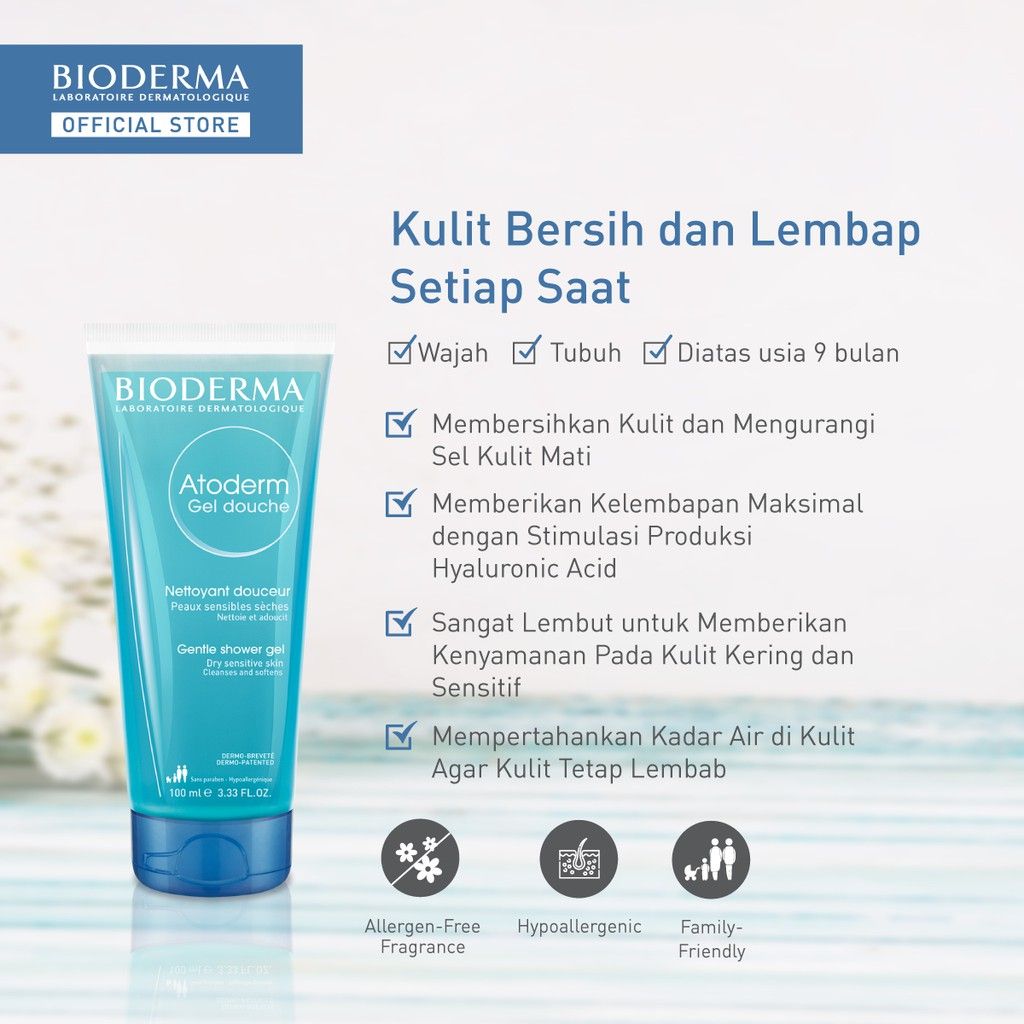 Bioderma Atoderm Gel Douche 100 ml - Facial / Body Wash untuk Kulit Normal / Kering - 3