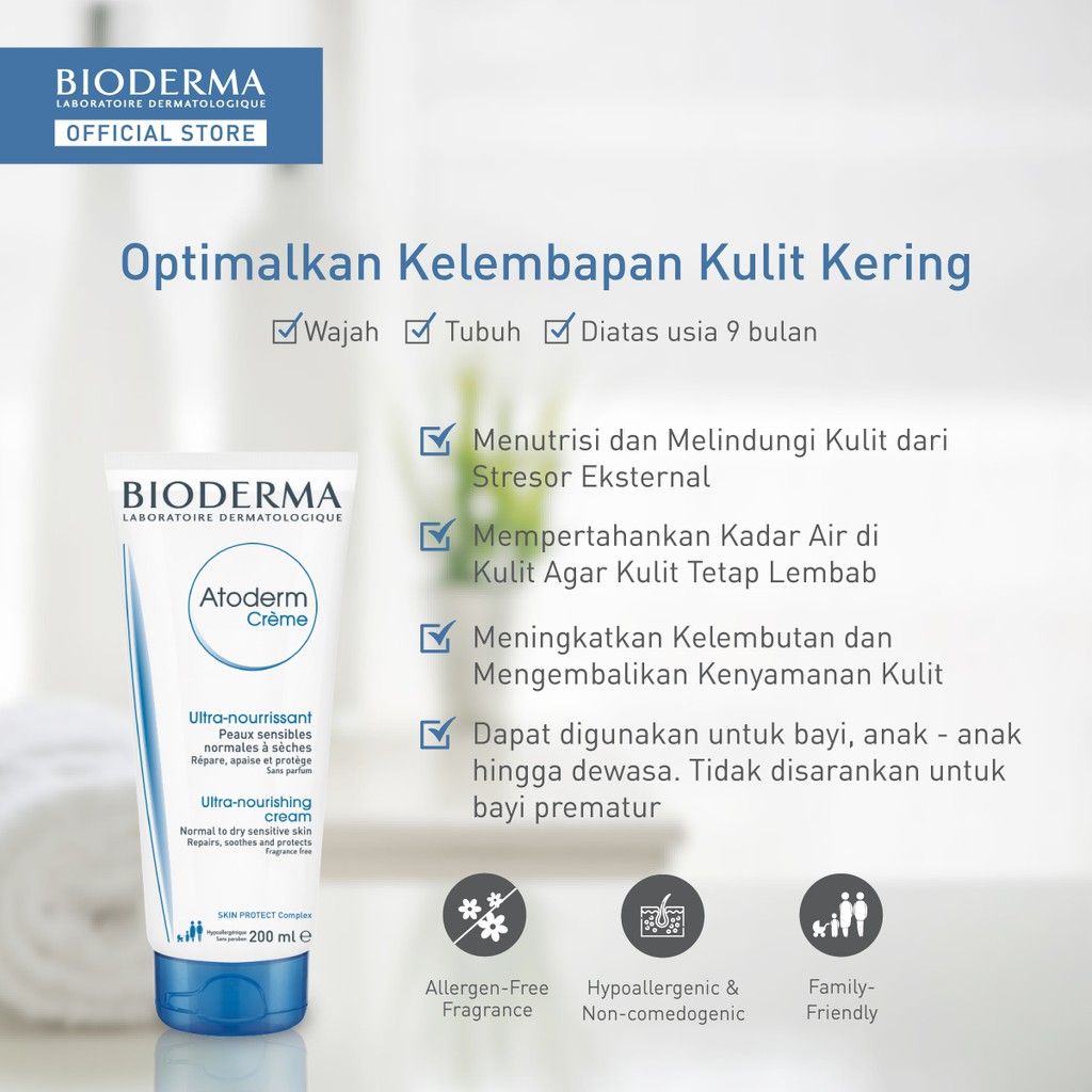 Bioderma Atoderm Creme Ultra 200 ml - Face / Body Moisturizer untuk Kulit Normal / Kering - 3