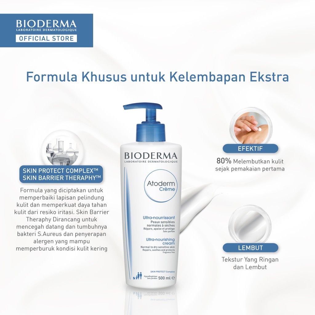 Bioderma Atoderm Creme Ultra 500 ml - Face / Body Moisturizer untuk Kulit Normal / Kering - 2