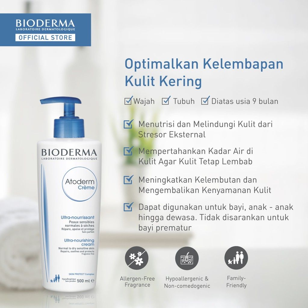 Bioderma Atoderm Creme Ultra 500 ml - Face / Body Moisturizer untuk Kulit Normal / Kering - 3