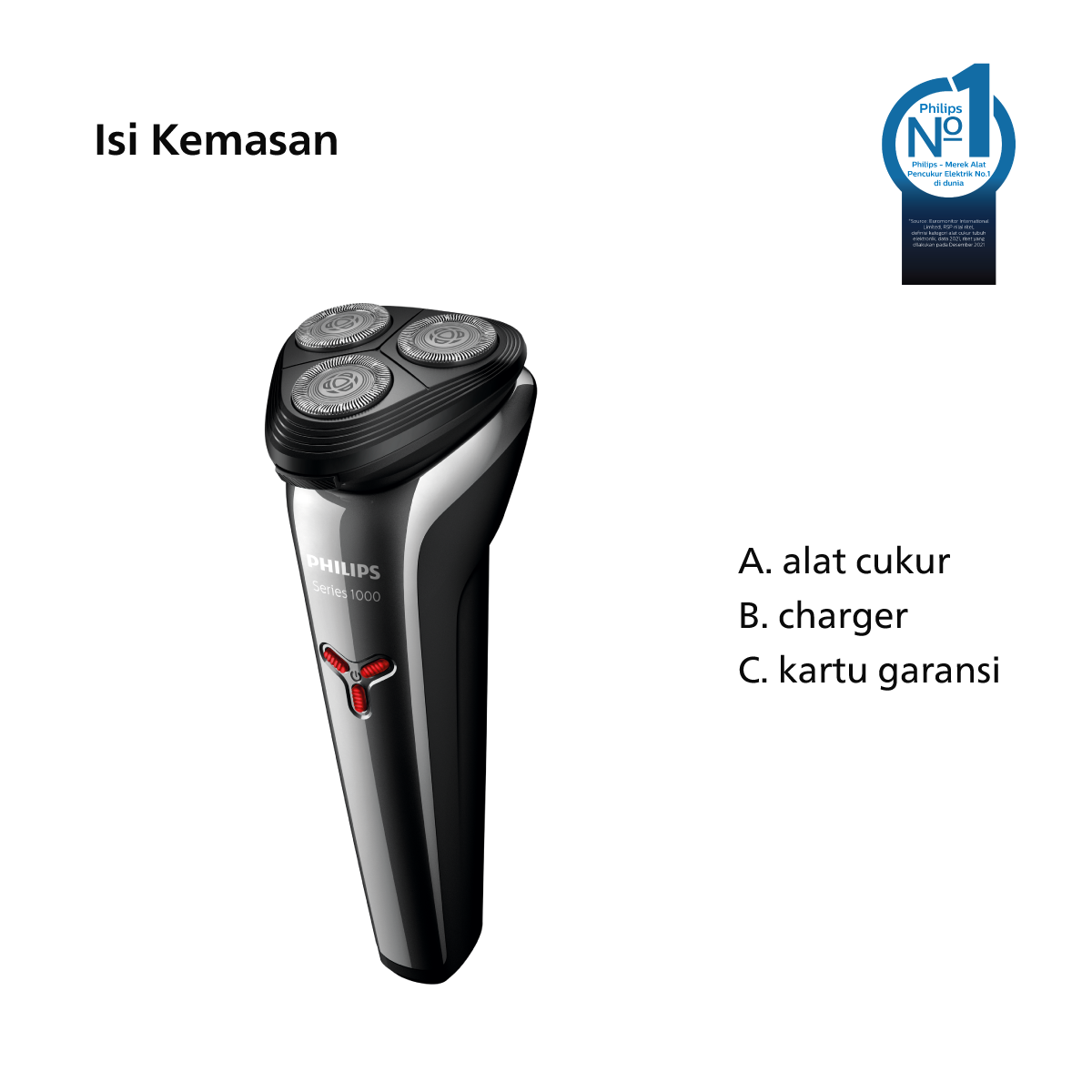 Philips Shaver 3HD 1000 Series S1301/02 Pencukur Jenggot & Kumis - 2