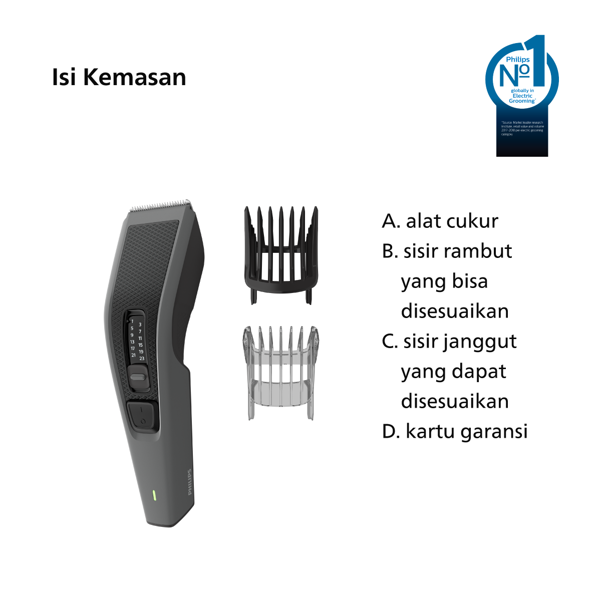 Philips Hair Clipper RC/AC Closed Box HC3525/15 Pencukur Rambut - 2