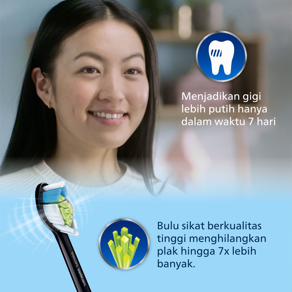 Philips Sonicare Brush Head Opt Wht 4x Blk HX6064/96 Kepala Sikat Gigi - 2