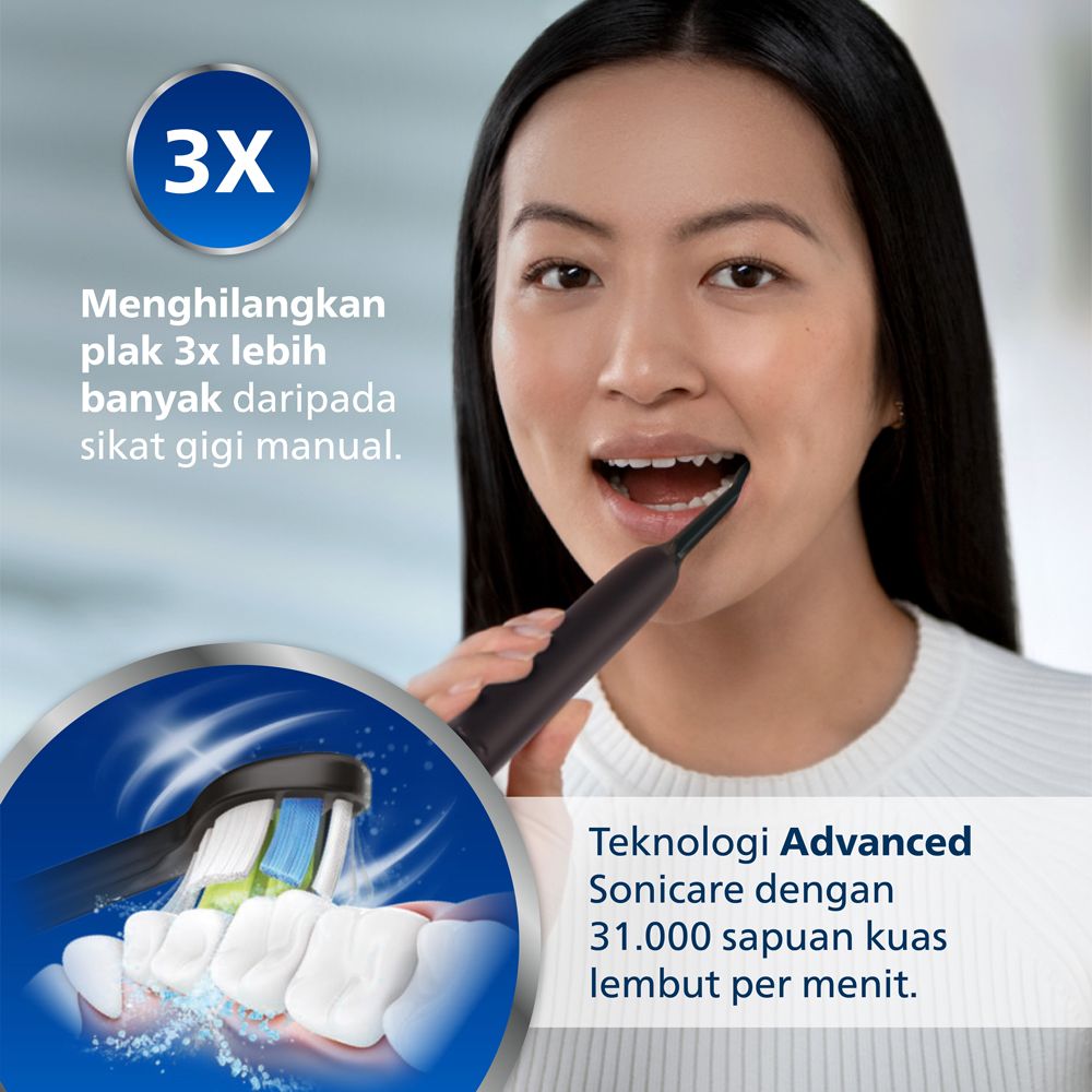 Philips Sonicare Electric Toothbrush 3000 Blk HX3671/54 Sikat Gigi - 2