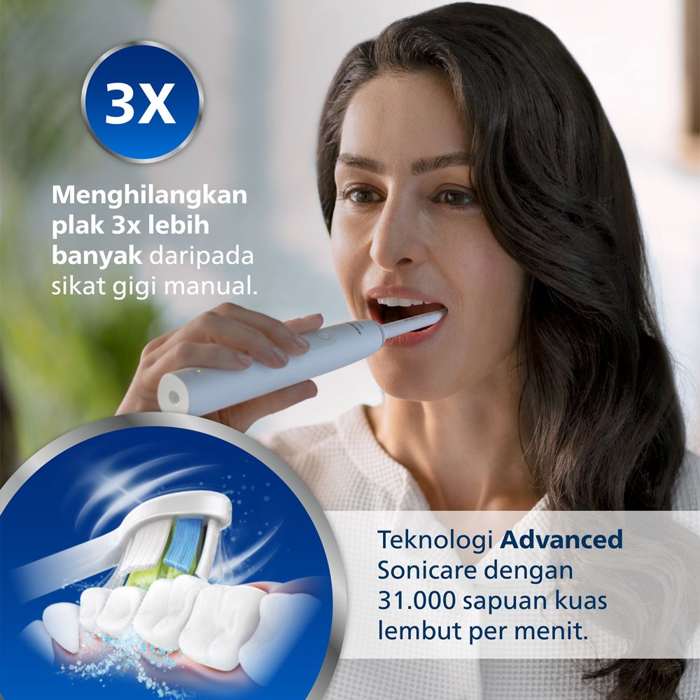 Philips Sonicare Electric Toothbrush 3000 Wht HX3671/23 Sikat Gigi - 2