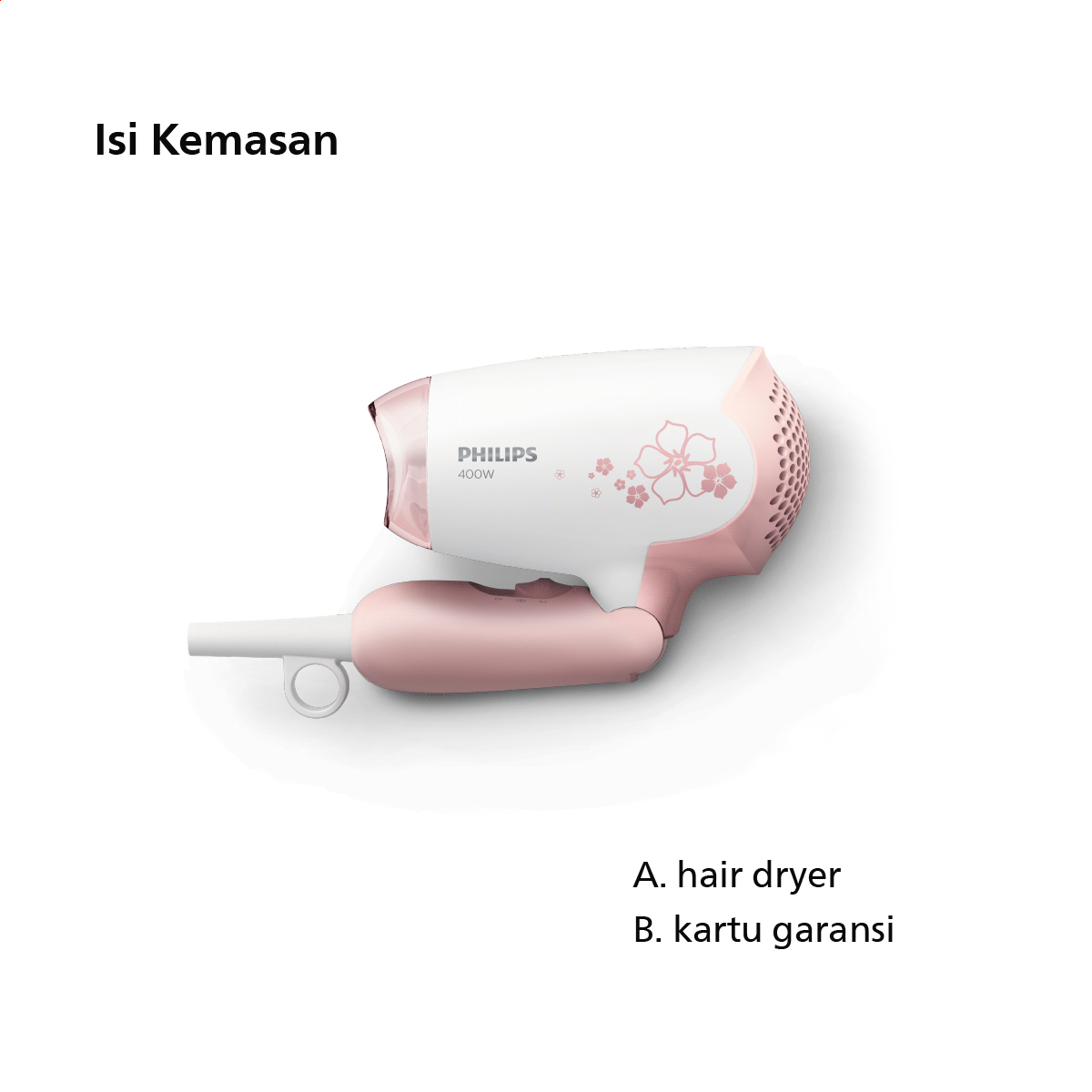 Philips Hair Dryer Care 400 W Pink HP8108/02 Pengering Rambut - 2