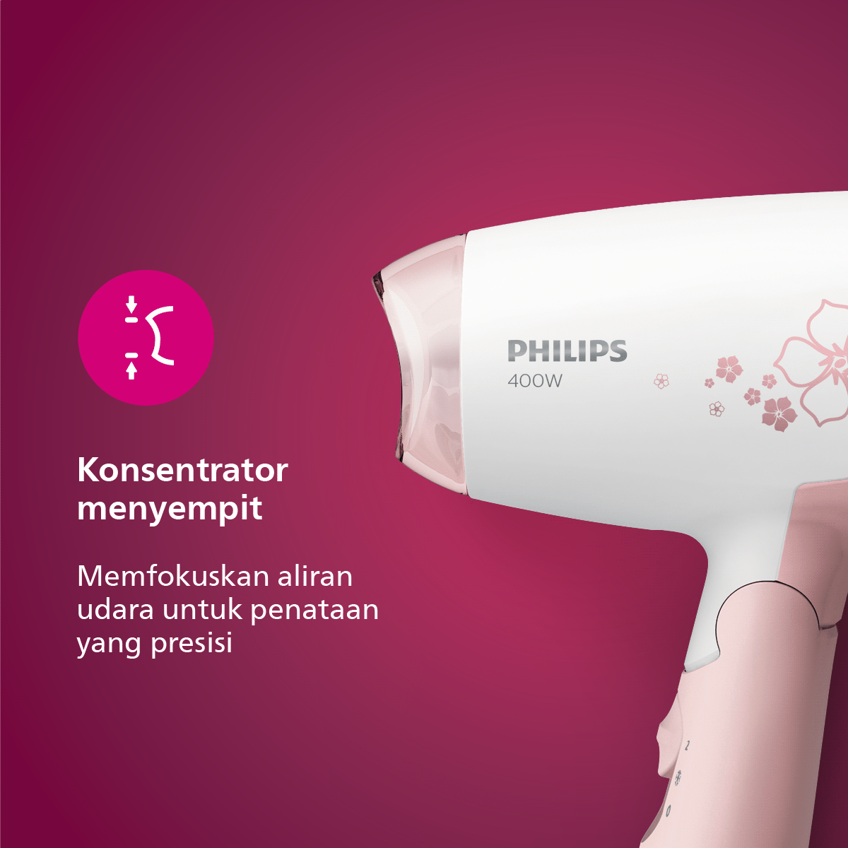 Philips Hair Dryer Care 400 W Pink HP8108/02 Pengering Rambut - 3