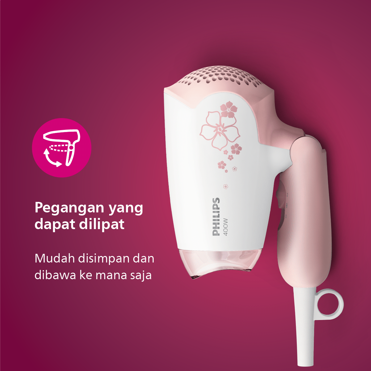 Philips Hair Dryer Care 400 W Pink HP8108/02 Pengering Rambut - 5