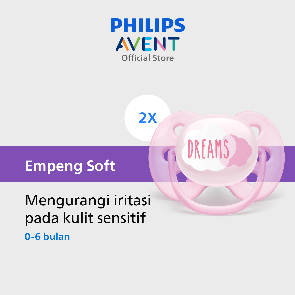Philips Avent Soother 0-6M Dream&Swan SCF222/02 Empeng Dot Bayi - 1