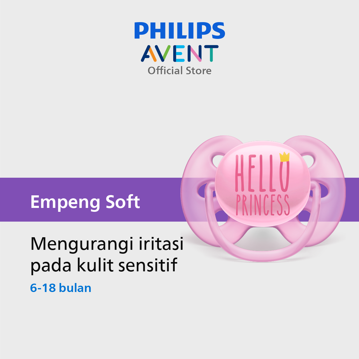 Philips Avent Soother Soft 6-18m Girl 1P SCF529/01 Pacifer Empeng Bayi - 1