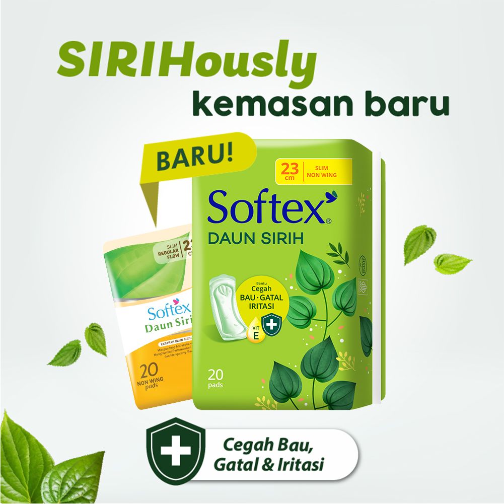 Softex Daun Sirih + Vitamin E Non Wing 23Cm 20s - Pembalut Daun Sirih Siang - 2