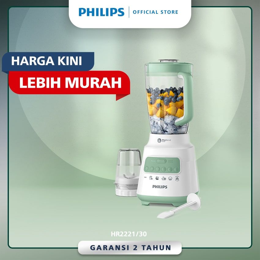 Philips Blender 5000 Series Plastik 2L HR2221/30 - Hijau - 1