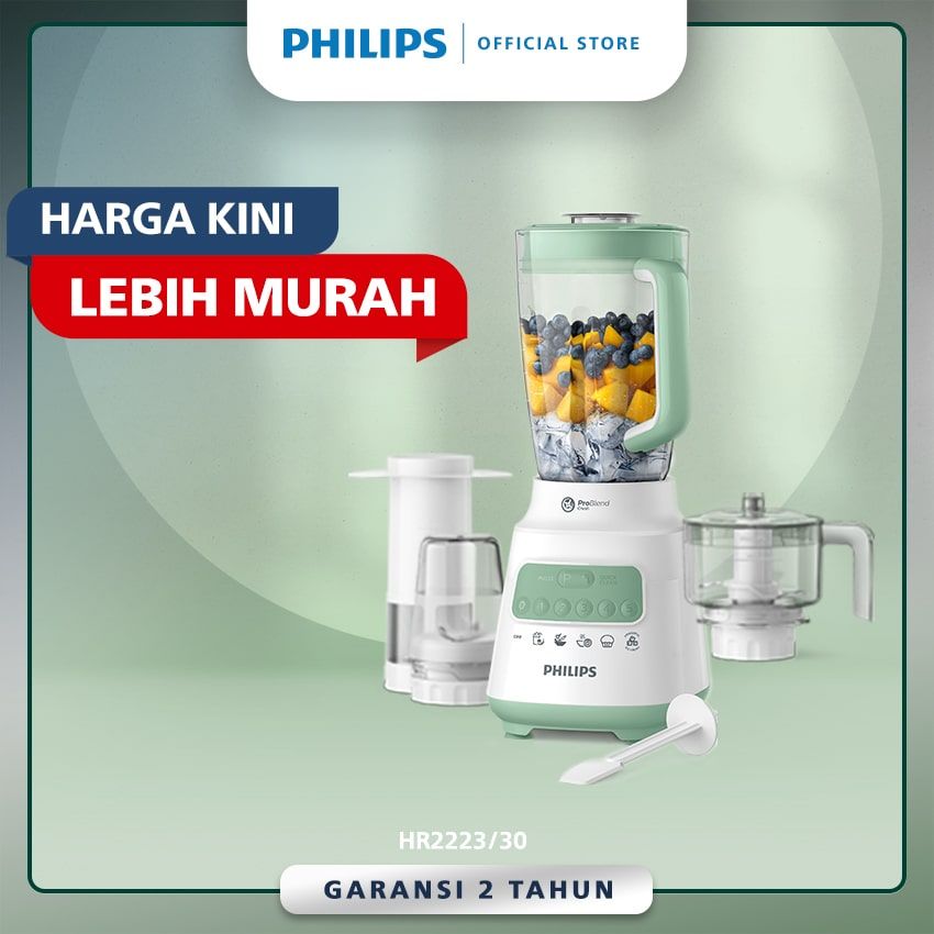 Philips Blender 5000 Series 2L Plastic - Green + Accessory HR2223/30 - 1