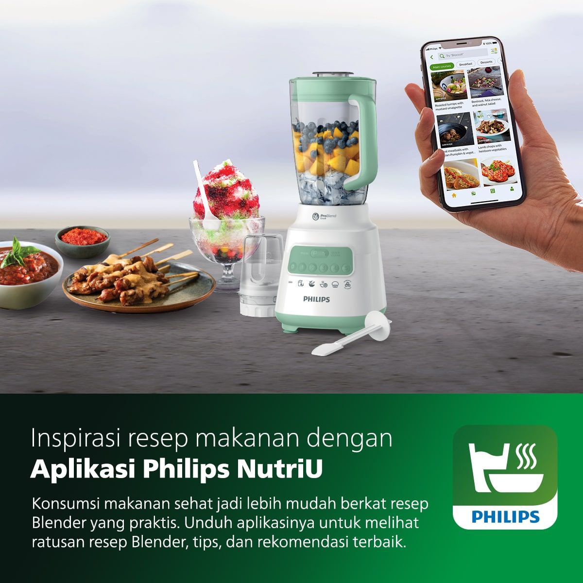 Philips Blender 5000 Series 2L Glass - Dessert Green HR2222/30 - 3