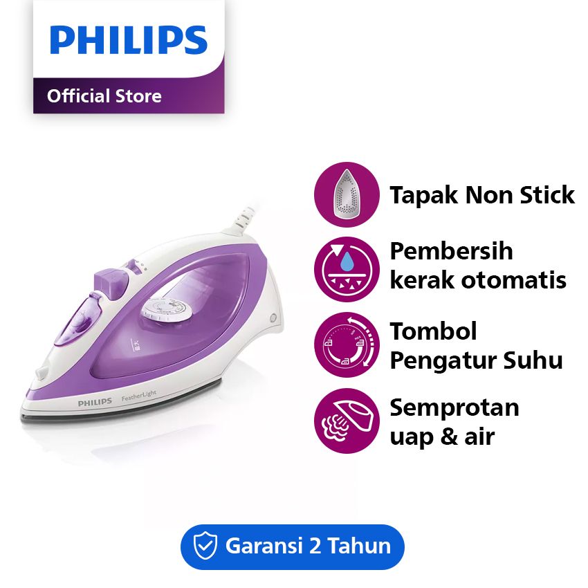 Philips FeatherLight Steam Iron GC1418 Ungu - 2