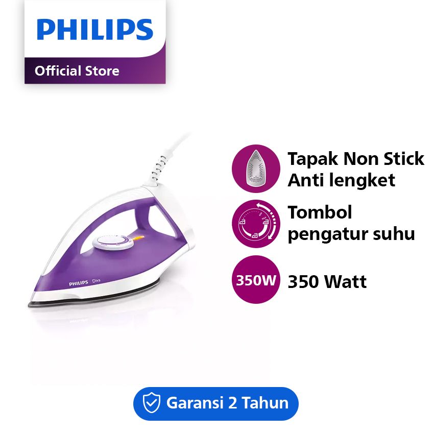 Philips Diva Dry Iron GC122/37 350W Ungu - 1