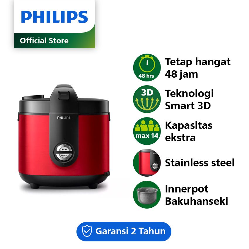 Jual Philips Rice Cooker 2L Premium Plus Red HD3138/32