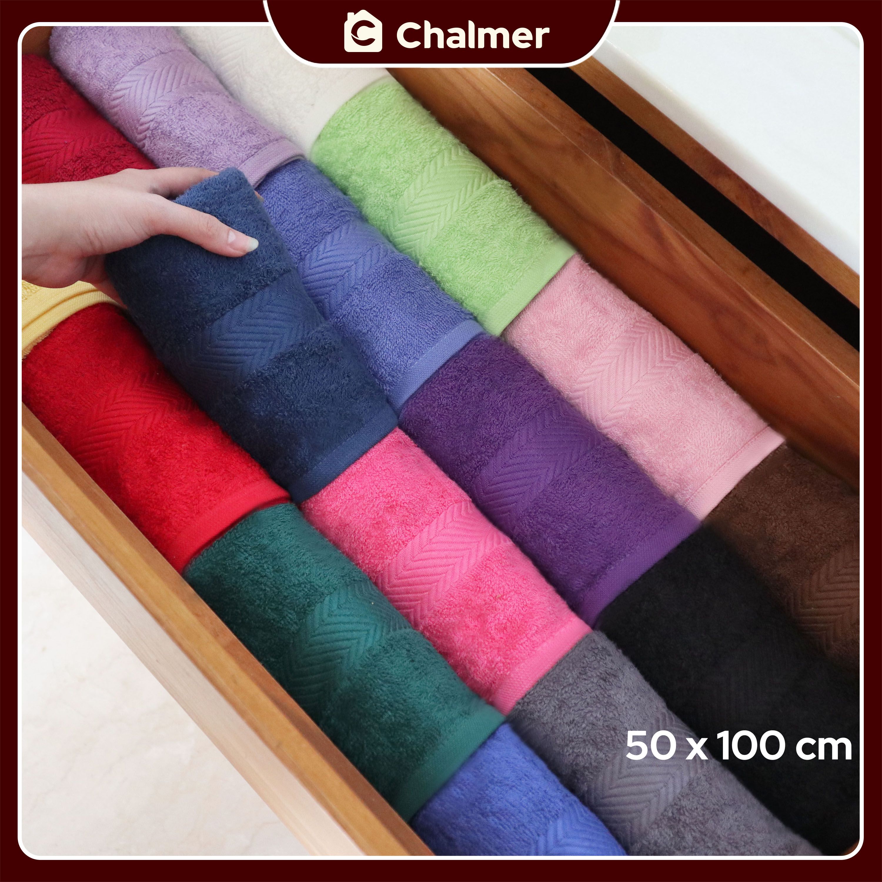 Handuk Mandi Chalmer 50x100 cm Medium Handuk Travel - Biru Sedang - 9