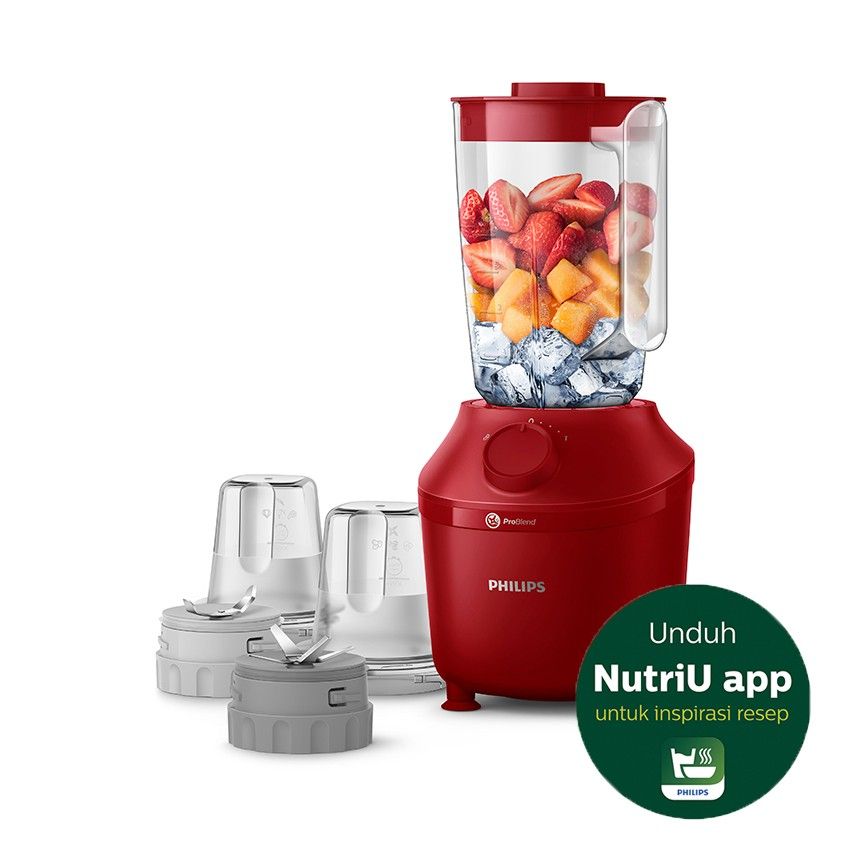 Philips Blender 3000 Series - HR2042/33 Kapasitas 1L (Merah) - 2