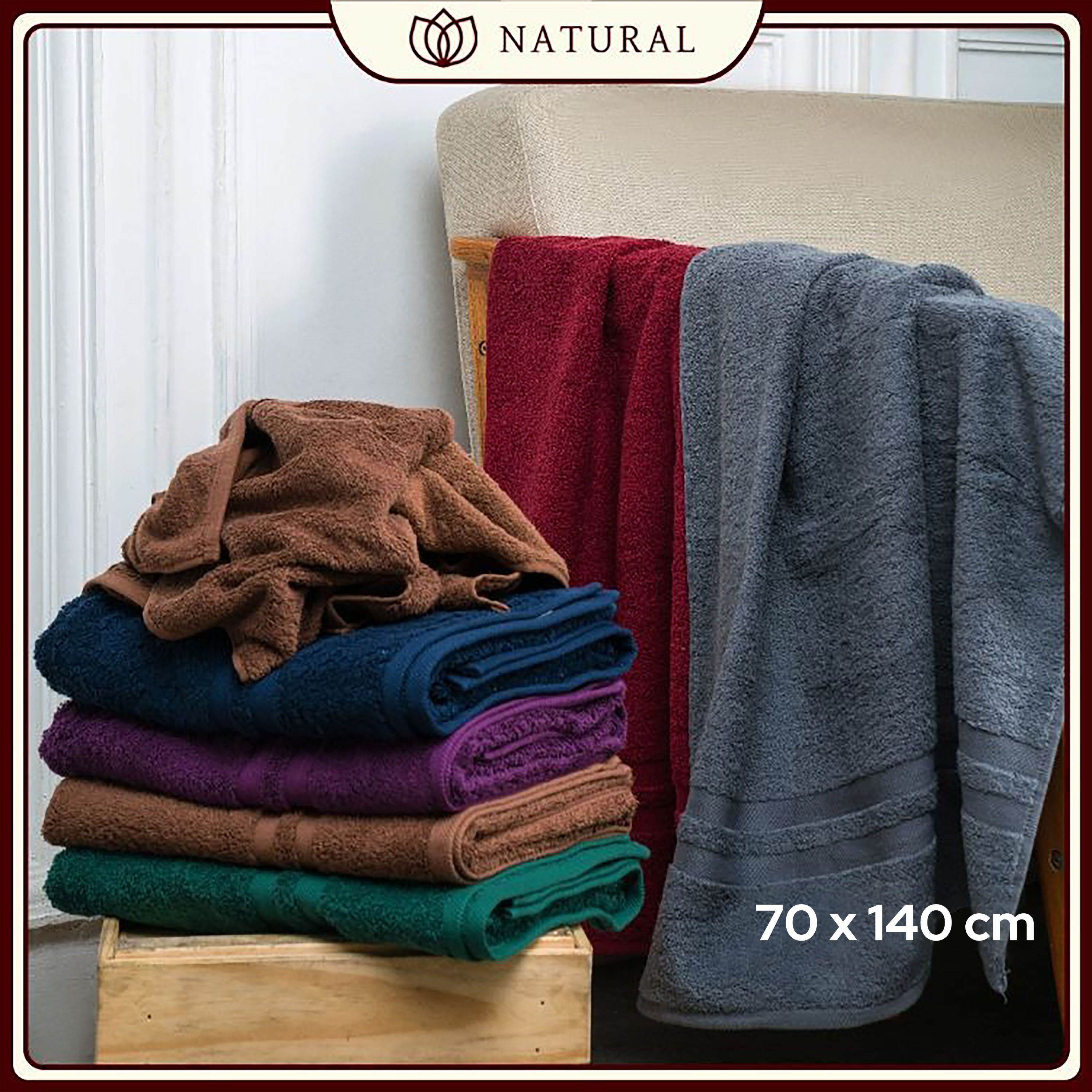Handuk Mandi Natural by Chalmer 70x140 cm Handuk Tebal Premium - Navy Blue - 4