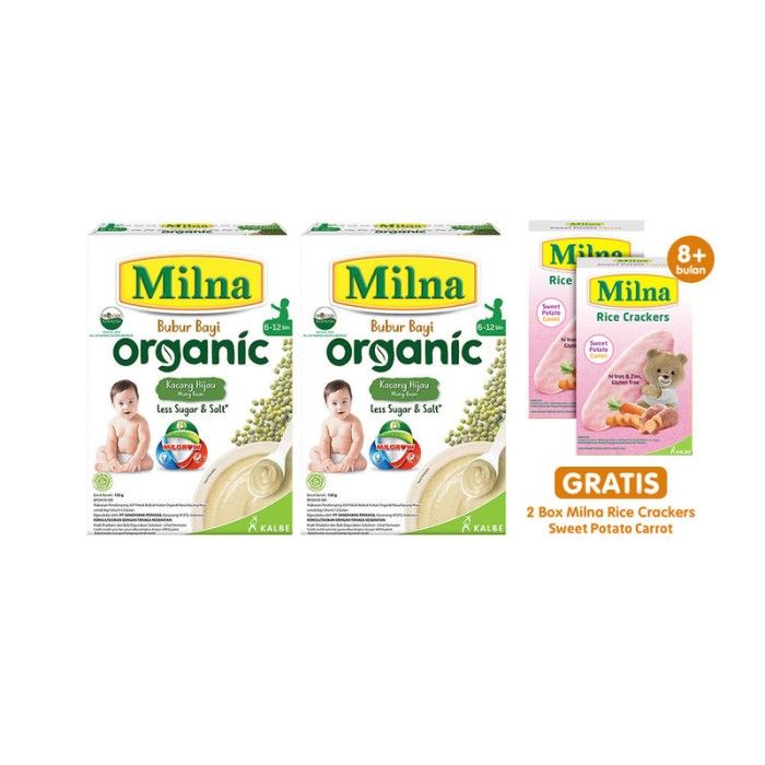 2 MILNA Bubur Organik 6+ Kacang Hijau 120g Free 2 Box MRC - 2