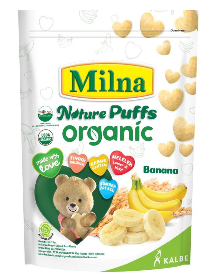Milna Nature Puffs Organic Pisang 15G (9 Pack) - 3