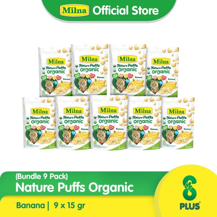 Milna Nature Puffs Organic Pisang 15G (9 Pack) - 1