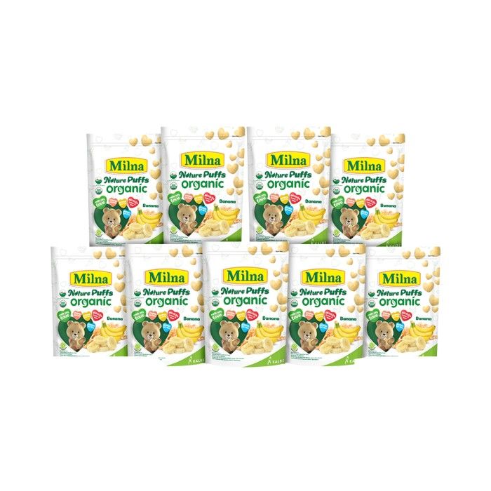 Milna Nature Puffs Organic Pisang 15G (9 Pack) - 2