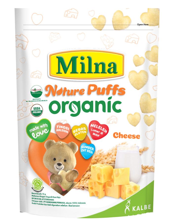 Milna Nature Puffs Organic Keju 15G (9 Pack) - 3
