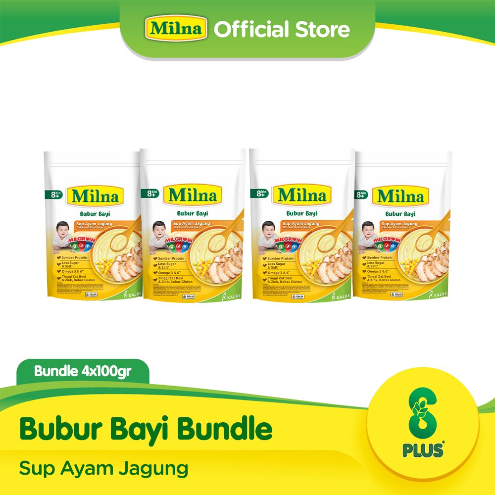 Milna Bubur Reguler 8+ Sup Ayam Jagung 100G (4 pack) - 1