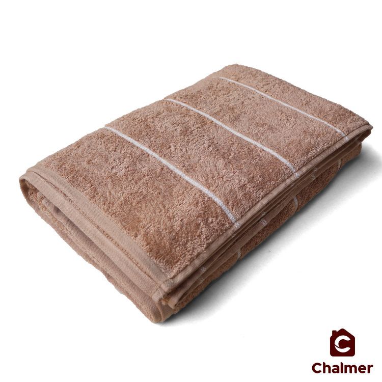 Handuk Mandi Dewasa Chalmer 70x135 cm Handuk Motif Stripe - Light Brown - 1