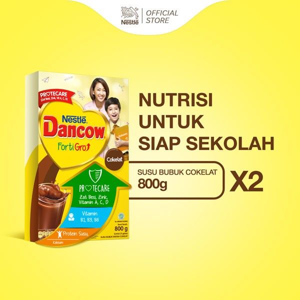 Nestle DANCOW FortiGro Susu Bubuk Susu Anak Coklat 800g x 2pcs - 1
