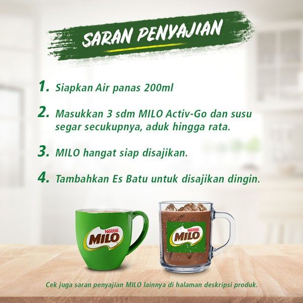 MILO ACTIV-GO Susu Coklat Pouch 1kg Gratis Milo UHT 110ml - 4