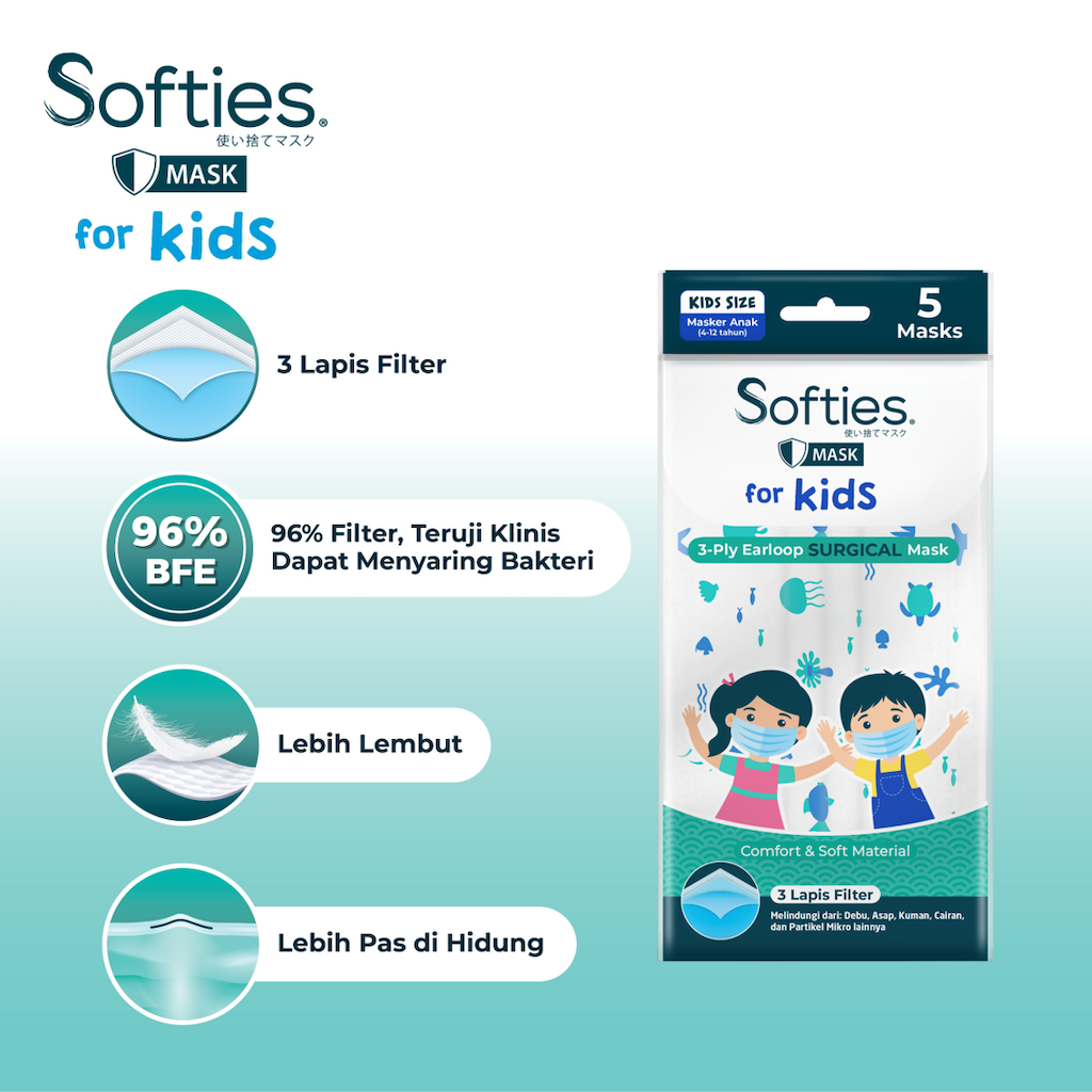 Softies Surgical Kids Masker 5's - 2