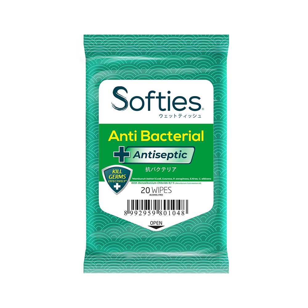 Softies Wet Wipes Antibacterial Antiseptic 20s - 2